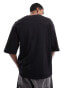 ADPT oversized heavyweight zip up t-shirt with collar print in black