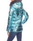 Фото #5 товара Women's Metallic Puffer Coat With Hoodie