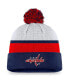 Men's White, Navy Washington Capitals Authentic Pro Draft Cuffed Knit Hat with Pom