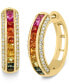 Фото #1 товара EFFY® Multi-Sapphire (3/4 ct. t.w.) & Diamond (1/5 ct. t.w.) Small Huggie Hoop Earrings in 14k Gold, 0.625"