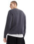 Bershka ribbed graphic jumper in charcoal