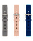 Фото #1 товара Gray Smooth, Light Pink Smooth and Navy Smooth Silicone Band Set, 3 Piece Compatible with the Fitbit Versa and Fitbit Versa 2