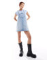 Фото #8 товара Tommy Jeans denim pinafore dress in light wash