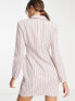 ASOS DESIGN Tall fitted blazer mini dress with shoulder pads in pink pinstripe