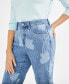 Petite Tulip Printed High Rise Natural Straight Jeans, Created for Macy's
