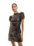 Фото #7 товара Jaded Rose fringe sequin mini dress in gold