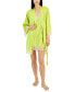 Фото #4 товара Women's Lace-Trim Stretch Satin Robe, Created for Macy's