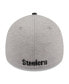 ფოტო #3 პროდუქტის Men's Heather Gray, Black Pittsburgh Steelers Striped 39THIRTY Flex Hat