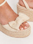 ASOS DESIGN Wide Fit Trisha bow detail espadrille wedges in natural fabrication