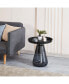 Smoke Glass Base With Black Painting Top Side Table, Living Room Sofa Table