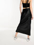 COLLUSION low rise satin maxi skirt in black