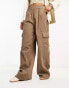 ASOS DESIGN cord pull on cargo trouser in biscuit