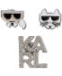 Silver-Tone 3-Pc. Set Pavé Logo & Choupette Pins