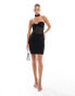 Фото #1 товара ASOS DESIGN mesh mix mini dress with neck tie detail in black