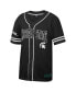 Фото #2 товара Men's Black Michigan State Spartans Free Spirited Mesh Button-Up Baseball Jersey