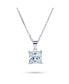 ფოტო #1 პროდუქტის Classic Dainty 4 Prong Set 1.25 CT Solitaire Square Princess Cut Clear Cubic Zirconia CZ Pendant Necklace For Women Sterling Silver