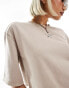 Фото #3 товара Monki short sleeve relaxed fit cropped t-shirt in mole beige acid wash