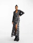 Miss Selfridge long sleeve button through maxi dress in trailing floral