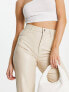Abercrombie & Fitch curve love 90s straight faux leather trousers in oyster grey