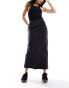 Фото #1 товара Object buttondown denim maxi skirt in black