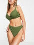 Фото #1 товара Wolf & Whistle Exclusive high leg high waist bikini bottom in khaki texture