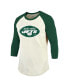 ფოტო #2 პროდუქტის Men's Threads Ahmad Sauce Gardner Cream, Green New York Jets Player Name and Number Raglan 3/4-Sleeve T-shirt