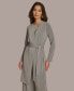 Donna Karan Women's Tie Waist Long Cardigan Heather Iron, XS - фото #1