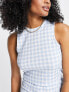 Vero Moda round neck sleeveless top co-ord in pale blue gingham