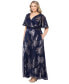 Фото #3 товара Plus Size Metallic-Print A-Line Dress