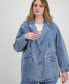 Фото #3 товара Plus Size Denim Long-Sleeve Blazer Jacket