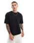 ASOS DESIGN relaxed t-shirt with lace effect in black