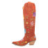 Фото #3 товара Dingo Flower Power Floral Snip Toe Cowboy Womens Orange Casual Boots DI277-220