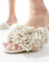 & Other Stories leather heeled mules with layered flower detail in off-white