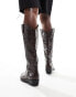 Public Desire Apollop western knee boots in brown croc