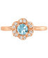 ფოტო #2 პროდუქტის Blueberry Sapphire (1/3 ct. t.w.) & Vanilla Diamond (1/8 ct. t.w.) Flower Halo Ring in 14k Rose Gold