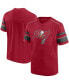 Фото #2 товара Men's Red Tampa Bay Buccaneers Textured Hashmark V-Neck T-shirt