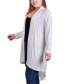 ფოტო #3 პროდუქტის Plus Size Long Sleeve Knit Cardigan with Chiffon Back