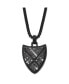 ფოტო #1 პროდუქტის Brushed Black IP-plated Shield Pendant Box Chain Necklace