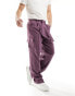 ASOS DESIGN high waist extreme wide smart trousers with cargo pockets in purple pin stripe Коричневый, W28 L30 - фото #1