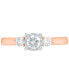 ფოტო #3 პროდუქტის Diamond Three Stone Engagement Ring (1/2 ct. t.w.) in 10k Rose Gold