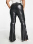 Фото #3 товара ASOS DESIGN Curve leather look kick flare in black