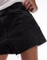 Фото #3 товара Topshop denim a-line shorts in washed black