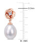 ფოტო #3 პროდუქტის Cultured Freshwater Pearl (8-1/2mm) & Lab-Created White Sapphire (1/8 ct. t.w.) Rose Drop Earrings in 18k Rose Gold-Plated Sterling Silver