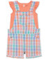 ფოტო #1 პროდუქტის Baby Girls Flutter-Sleeve T-Shirt & Seersucker Plaid Shortall, 2 Piece Set