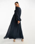 Фото #6 товара ASOS DESIGN cutout embroidery pleated maxi dress in slate blue