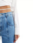 & Other Stories high waist tapered barrel leg jeans in mid blue