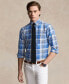 Men's Classic-Fit Plaid Oxford Shirt Голубой, M - фото #1