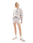 Daisy Street boxer style button front shorts co-ord in pink blue stripe