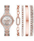 ფოტო #1 პროდუქტის Women's Three Hand Two-Tone Alloy Watch 34mm Gift Set