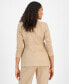 Фото #2 товара Women's Faux Double-Breasted Linen-Blend Ruched-Sleeve Blazer, Created for Macy's